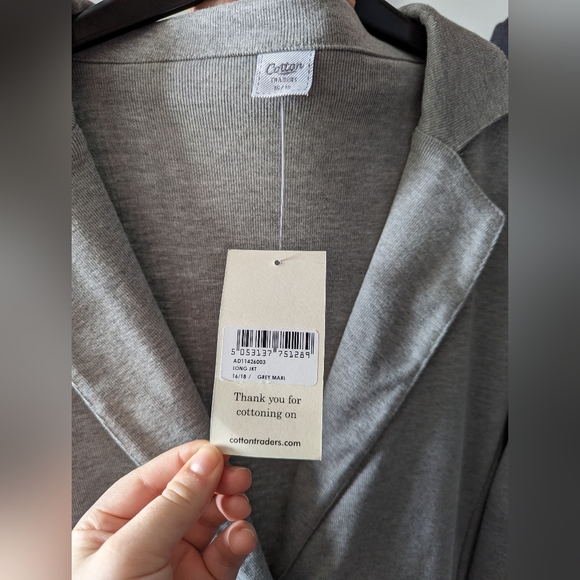 New Grey Marl Longline Jacket Size 16-18 - Picture 2 of 5